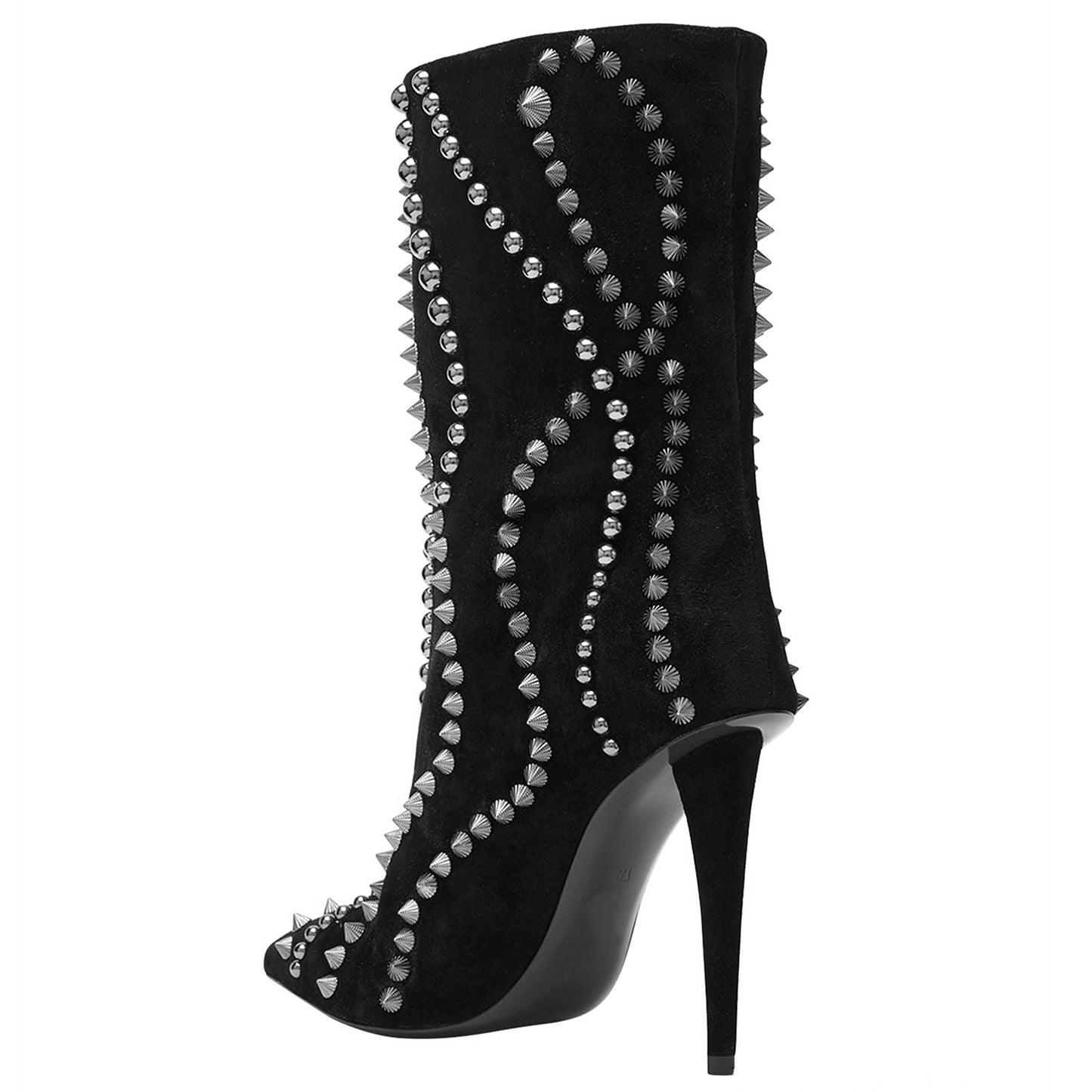 New high heeled pointed rivet boots, ankle short boots, and calf women's shoes